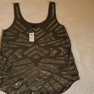 Express Olive Green Sequin Tank Top